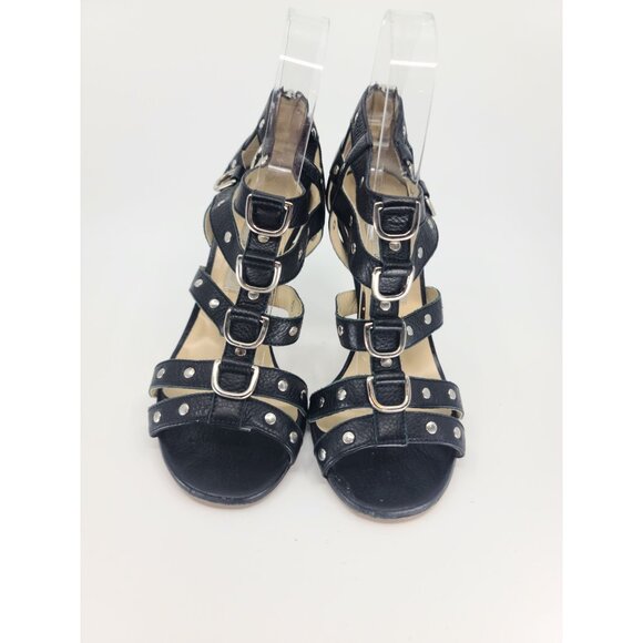 Jimmy Choo Black Bondage Gladiator Strappy Studded Sandals Size 38.5 - Picture 2 of 7